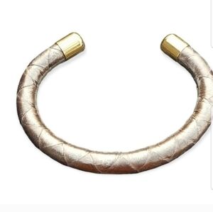 RUSTIC CUFF METALLIC BROWN SNAKESKIN DESIGN CUFF BRACELET